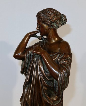 Bronze « Diane de Gabies » d’après Praxitèle, signé C. Sauvage – Début XIXe