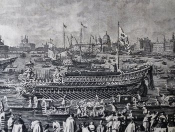 The Wedding With The Sea, Engraving After Canaletto, 18th Century.