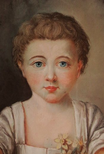 Portrait d' Éléonore, Pastel d' époque Louis XV.