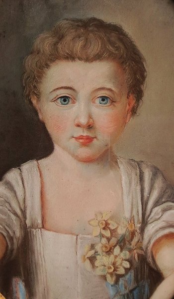 Portrait d' Éléonore, Pastel d' époque Louis XV.