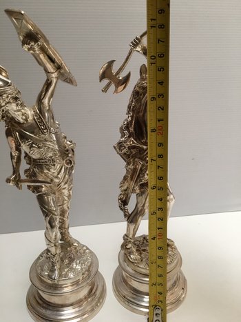 Two subjects in silvered bronze XIXth RANCOULLET