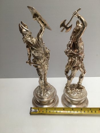 Two subjects in silvered bronze XIXth RANCOULLET