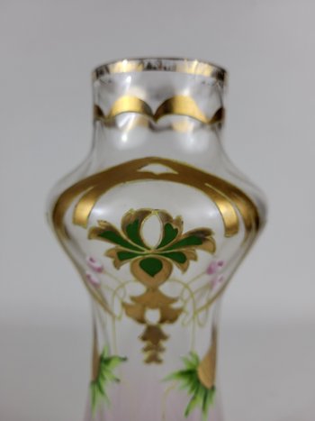 Enamelled glass vase in the style of Legras