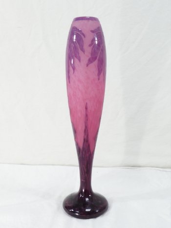  Grand Vase ART DECO aux DAHLIAS signé LE VERRE FRANCAIS /SCHNEIDER