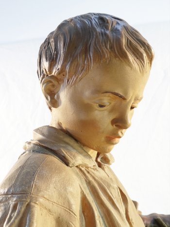 Joseph LE GULUCHE Terracotta statue ''The Boy with Cherries''