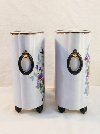 Pair of porcelain bird vases from LIMOGES WILLIAM GUERIN