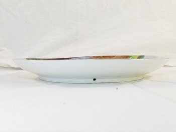 Large dish in LIMOGES or PARIS porcelain, circa 1900, decorated with MARTIN PECHEUR