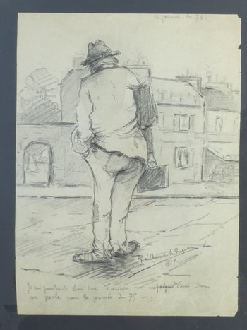 Rare drawing signed and dated by Robert DUMONT-DUPARC entitled "LA JOURNEE DU 75".