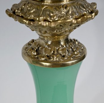 Pair of Opaline and Bronze Lamps - End of XIXth century