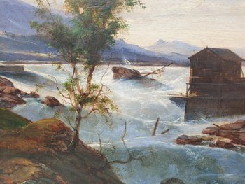 19th century French or Swiss school - Flood scene