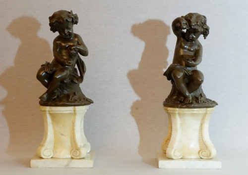 Paire De Putti Vendangeurs Vers 1780 