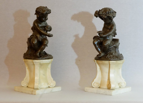 Paire De Putti Vendangeurs Vers 1780 