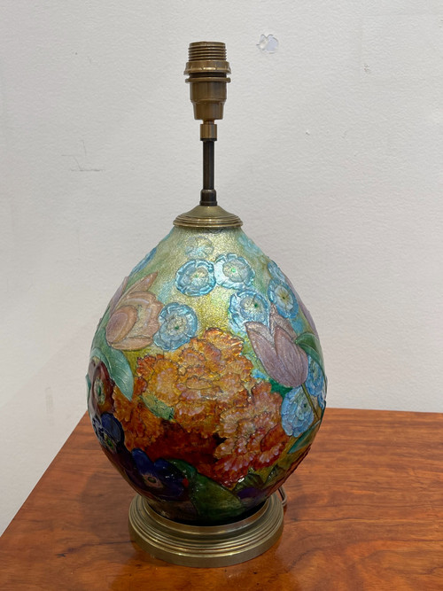  Camille FAURÉ (1874-1956), enameled table lamp