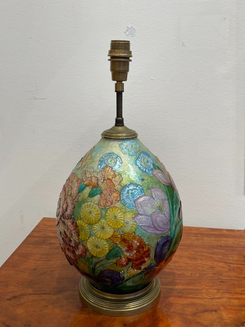  Camille FAURÉ (1874-1956), enameled table lamp