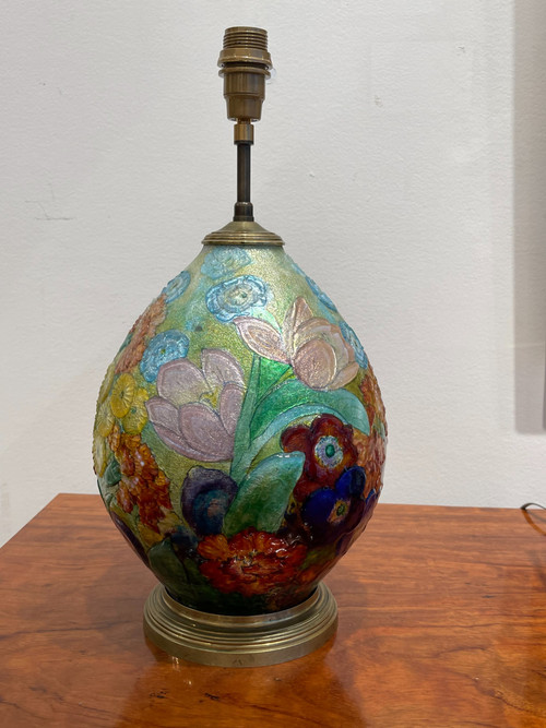  Camille FAURÉ (1874-1956), enameled table lamp