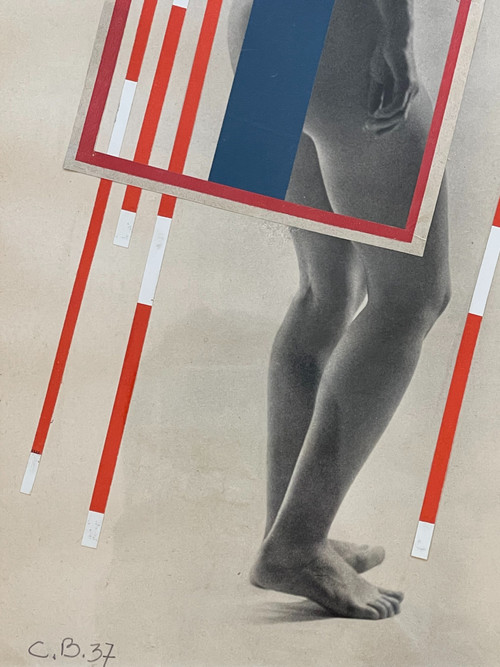 Camille Bryen - Constructivist collage on photographic nude by Rémy Duval