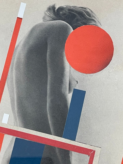 Camille Bryen - Constructivist collage on photographic nude by Rémy Duval