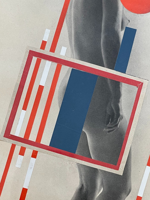 Camille Bryen - Constructivist collage on photographic nude by Rémy Duval