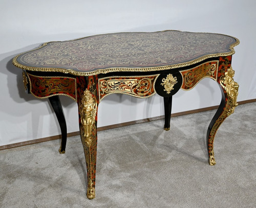 Blackened Pearwood violin table, Boulle style, Napoleon III period - Mid 19th century