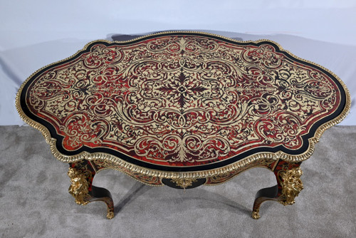 Blackened Pearwood violin table, Boulle style, Napoleon III period - Mid 19th century