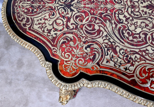 Blackened Pearwood violin table, Boulle style, Napoleon III period - Mid 19th century