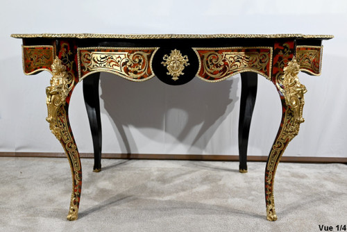 Blackened Pearwood violin table, Boulle style, Napoleon III period - Mid 19th century