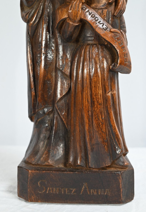 Statue of Saint Anne in Ash, signed E.Le Neuthier - Mid 19th century