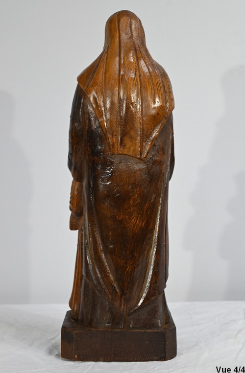 Statue of Saint Anne in Ash, signed E.Le Neuthier - Mid 19th century