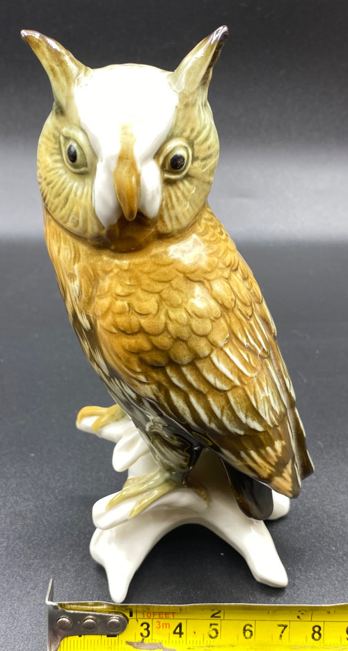 HIBOU PORCELAINE ÉMAILLÉE 