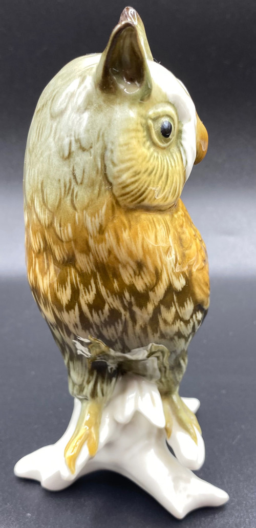 HIBOU PORCELAINE ÉMAILLÉE 