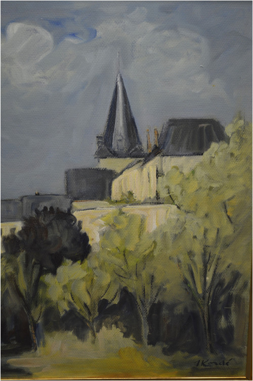 French school, Second half of the XXth century, View of a village in Burgundy, Oil on panel signed KORDÉ