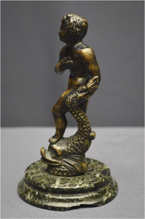 Italy, Renaissance period, 16th century, Bronze satuette representing a young man with a dolphin