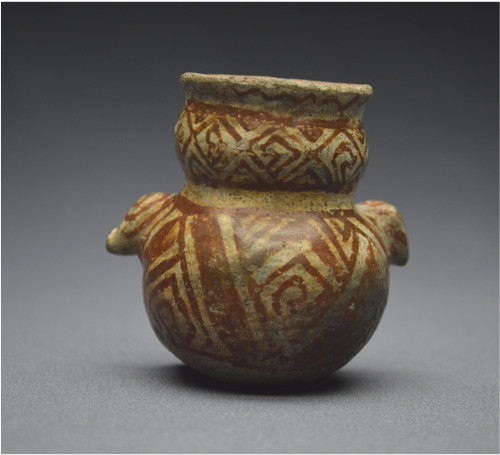 Mexico, 800 - 1500 A.D., Huastec culture, Small anthropomorphic potion vase, Ceramic with cream and coffee red slip