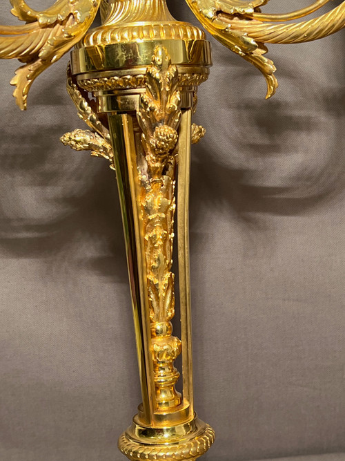 Pair of Candelabra in gilded bronze F.Barbedienne XIXth century