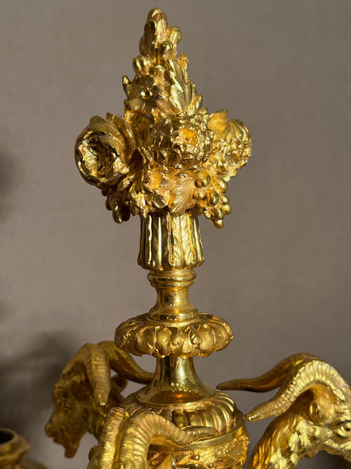 Pair of Candelabra in gilded bronze F.Barbedienne XIXth century