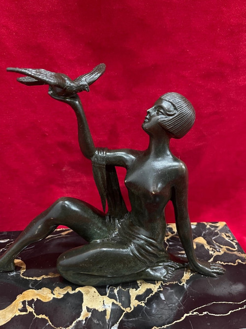 Bronzestatue Art Deco 1930 elegant in La Colombe