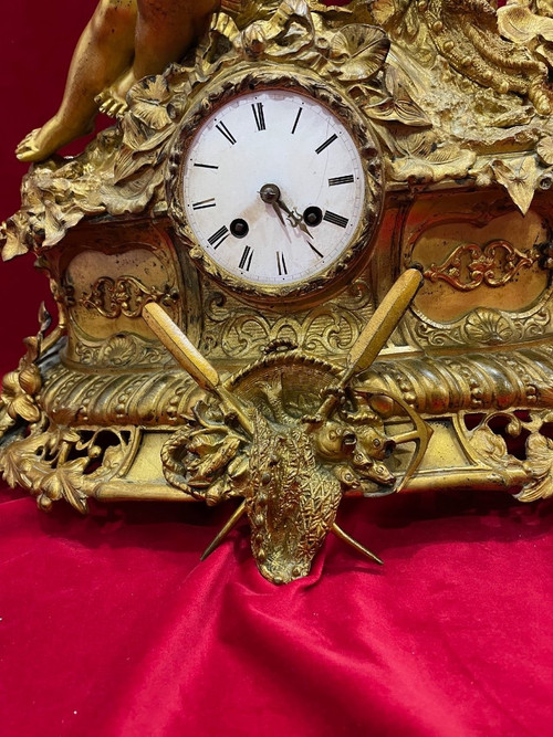 Imposante Uhr aus vergoldeter Bronze Napoleon III XIX.