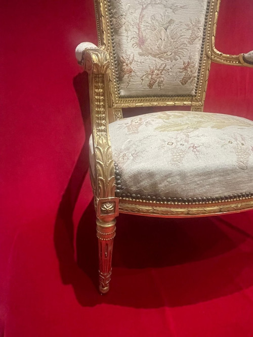 Fauteuil Bois Doré Style Louis XVI Directoire