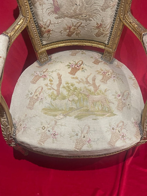 Fauteuil Bois Doré Style Louis XVI Directoire