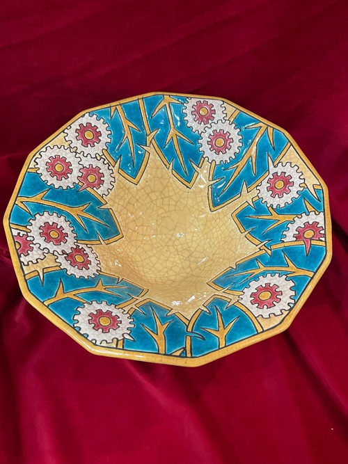 1930's Art Deco Longwy enamel bowl