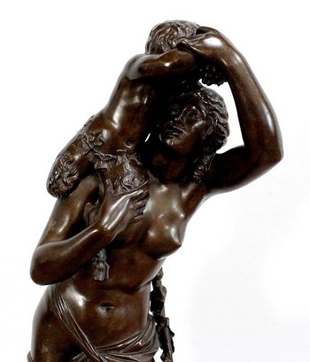 Bronzo "Bacchante e piccoli fauni" da J-J Foucou - seconda metà del XIX secolo