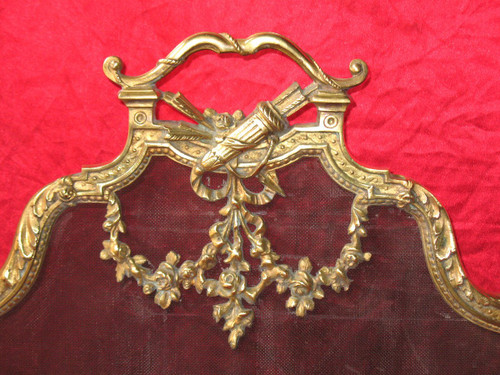 Fireplace screen in bronze in the Louis XVI style from the 19th century