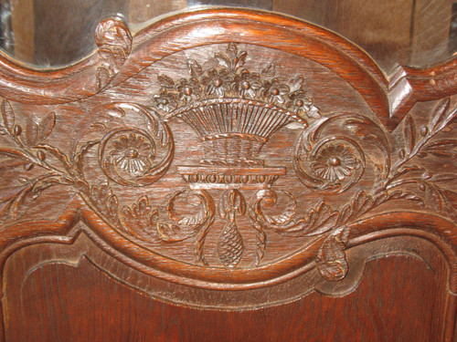 Carved and glazed oak wedding armoire from the 19th century from Normandy