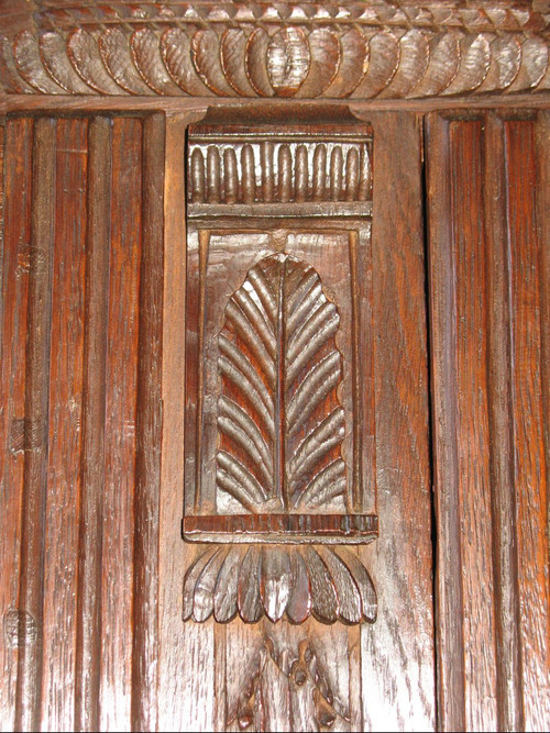 Carved and glazed oak wedding armoire from the 19th century from Normandy