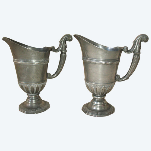 Pair of pewter hanaps from the early 20th century in Renaissance style