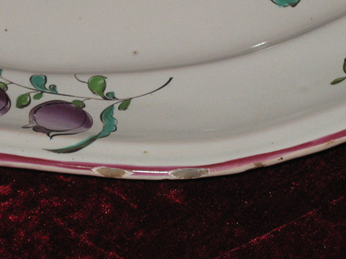 Oval dish in Sceaux earthenware from the 18th century with polychrome floral decoration