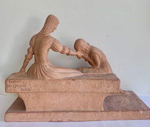 D. H. Chiparus Romeo And Juliet, Terracotta Sculpture