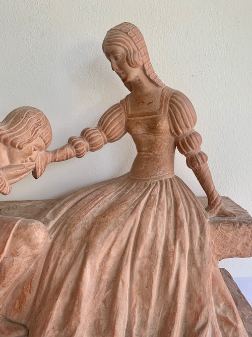 D. H. Chiparus Romeo And Juliet, Terracotta Sculpture