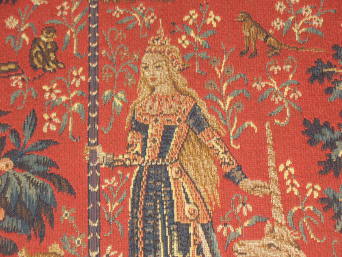 Pair of large Halluin tapestries the Lady with the Unicorn : the Touch - the View 105 x 130 cm