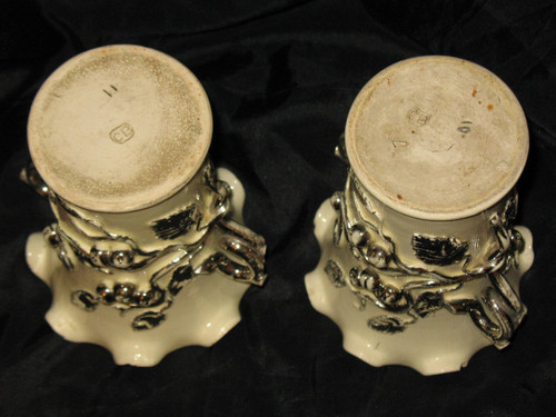 Pair of Langeais earthenware vases with gooseberry decoration signed Charles de Boissimon 19th century